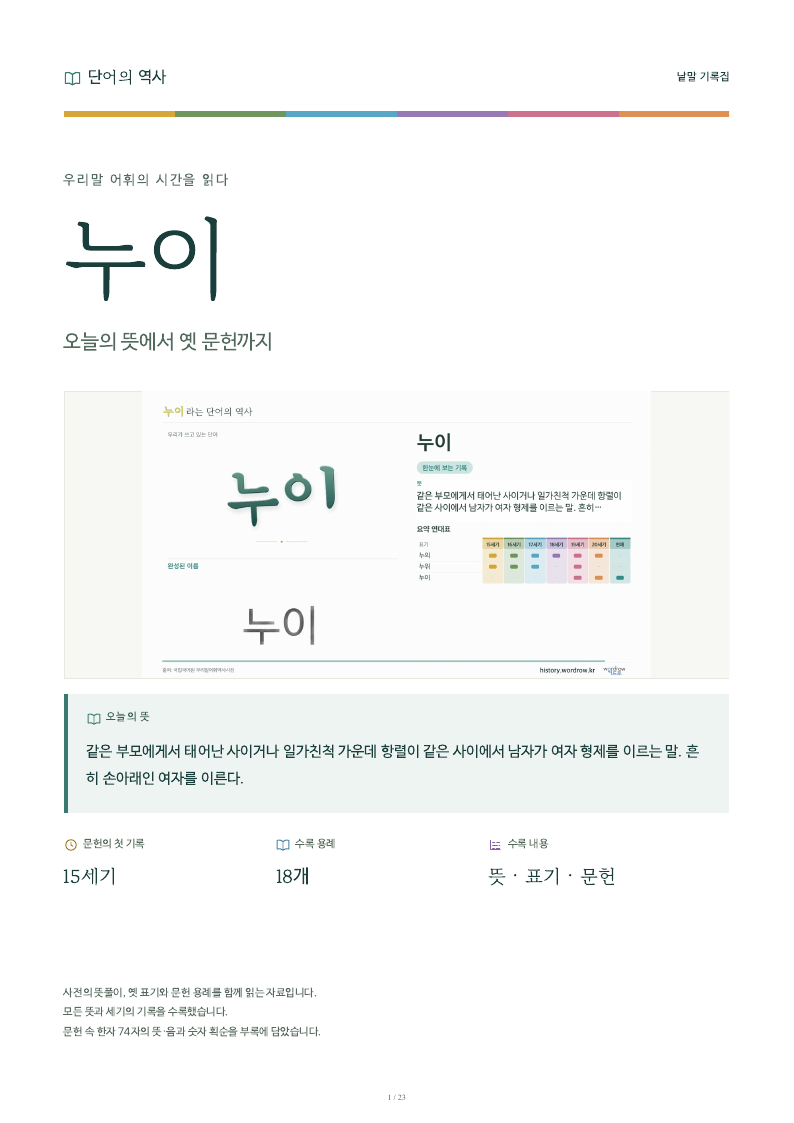 누이 낱말 기록집 PDF 첫 페이지