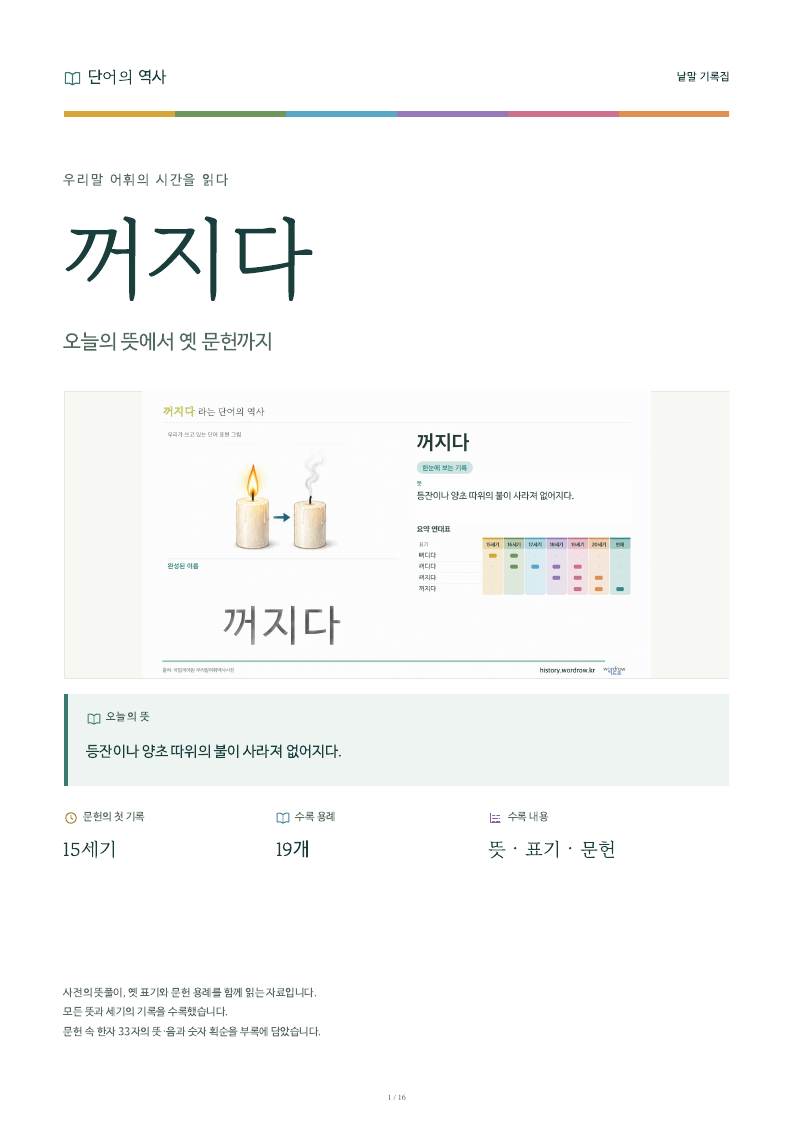 꺼지다 낱말 기록집 PDF 첫 페이지