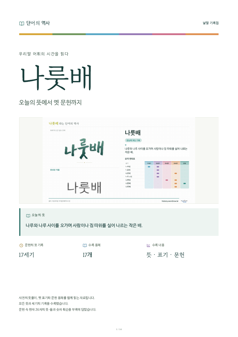 나룻배 낱말 기록집 PDF 첫 페이지