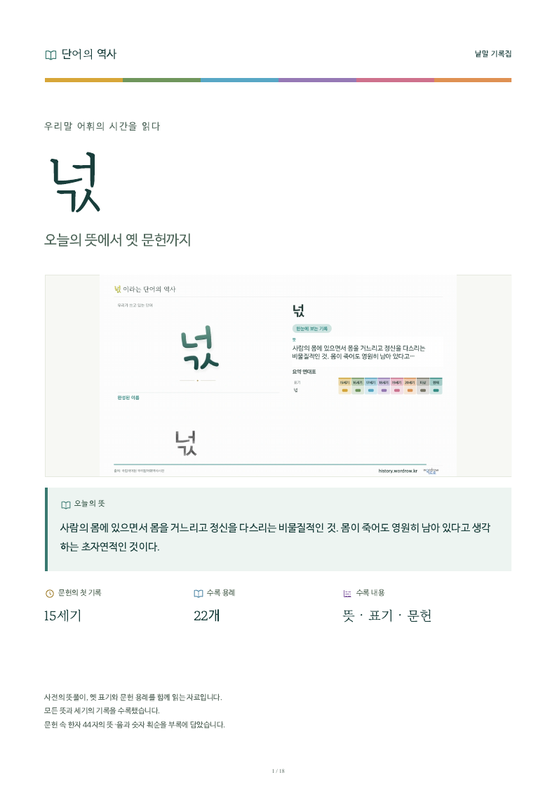 넋 낱말 기록집 PDF 첫 페이지