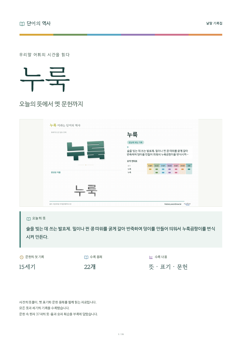 누룩 낱말 기록집 PDF 첫 페이지