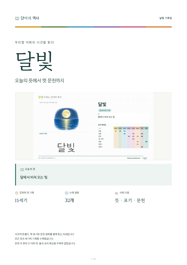 달빛 낱말 기록집 PDF 첫 페이지