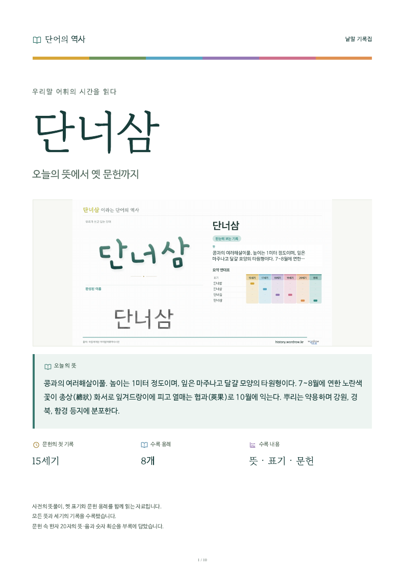 단너삼 낱말 기록집 PDF 첫 페이지