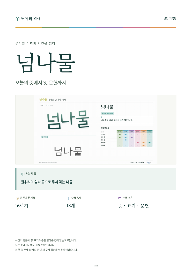 넘나물 낱말 기록집 PDF 첫 페이지