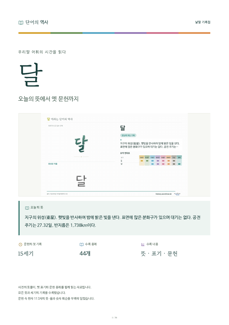 달 낱말 기록집 PDF 첫 페이지