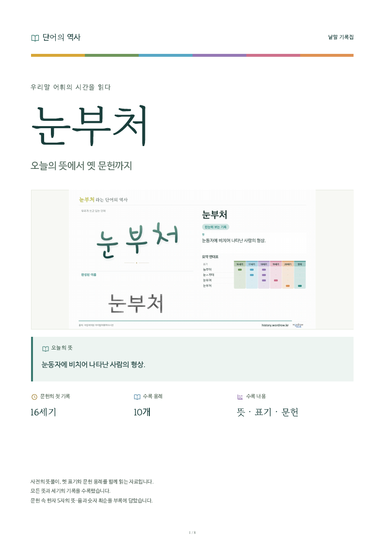 눈부처 낱말 기록집 PDF 첫 페이지