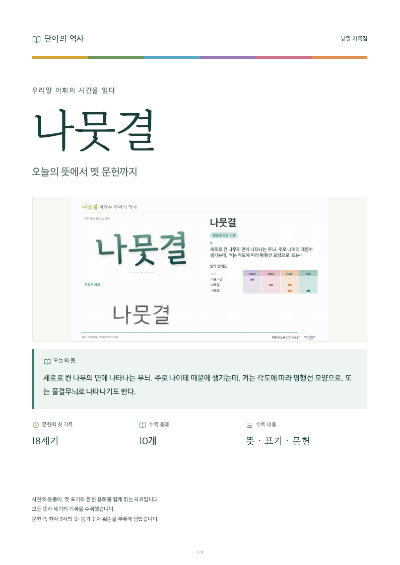 나뭇결 낱말 기록집 PDF 첫 페이지