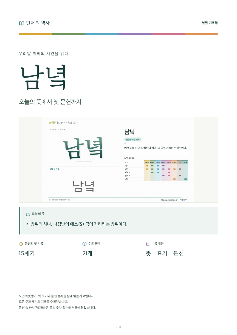 남녘 낱말 기록집 PDF 첫 페이지