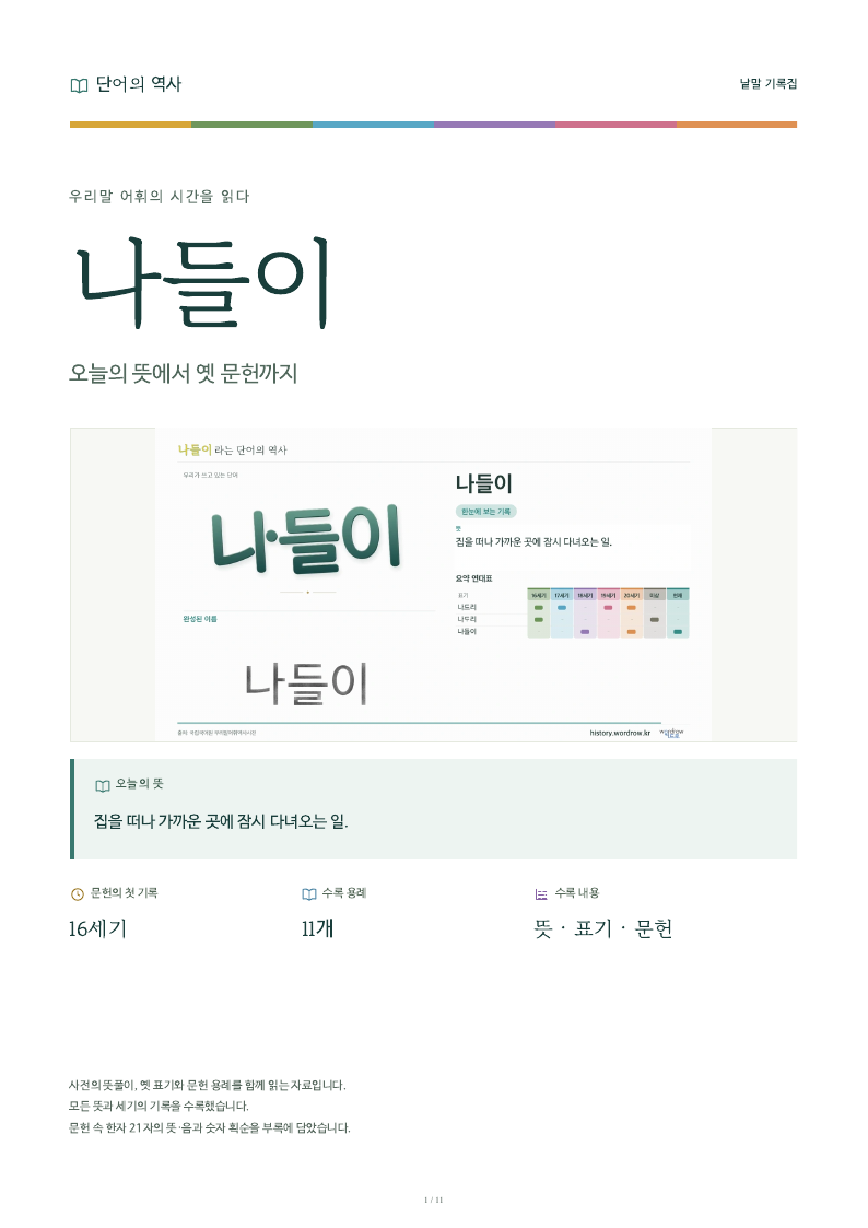 나들이 낱말 기록집 PDF 첫 페이지