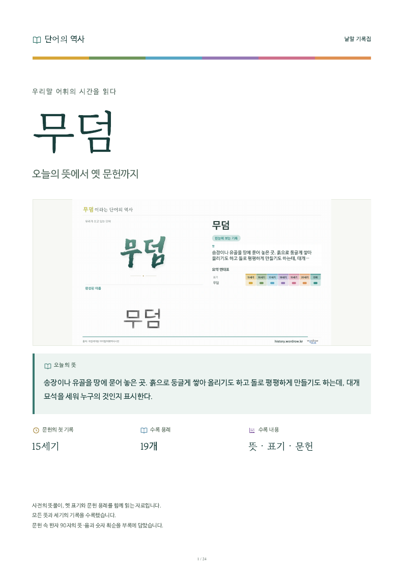 무덤 낱말 기록집 PDF 첫 페이지