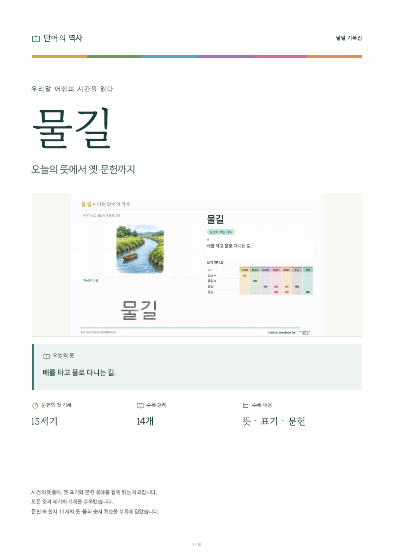 물길 낱말 기록집 PDF 첫 페이지