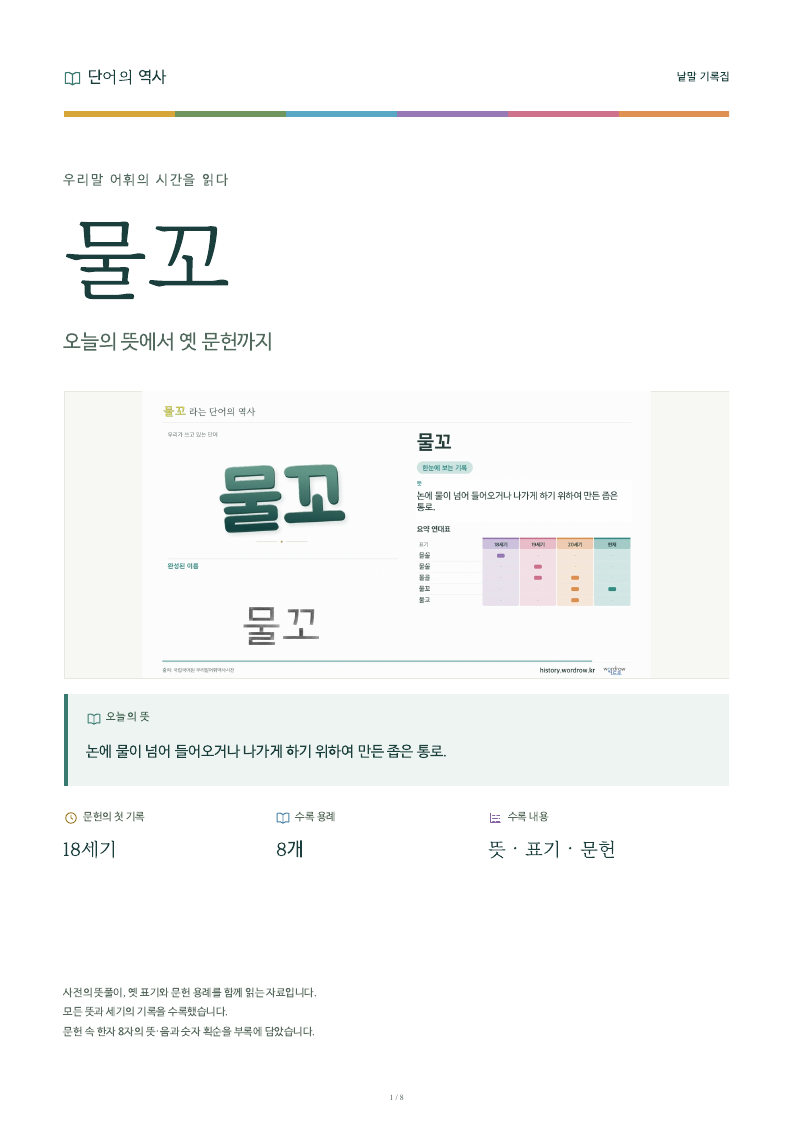 물꼬 낱말 기록집 PDF 첫 페이지