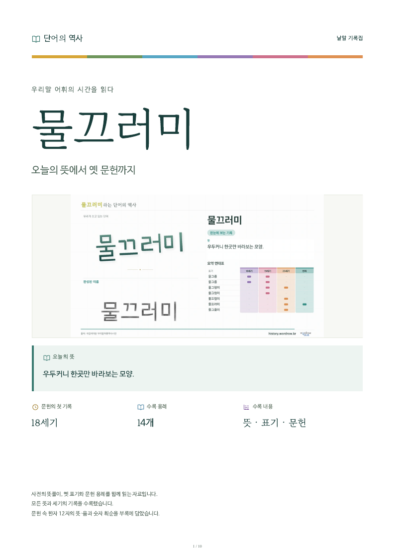 물끄러미 낱말 기록집 PDF 첫 페이지