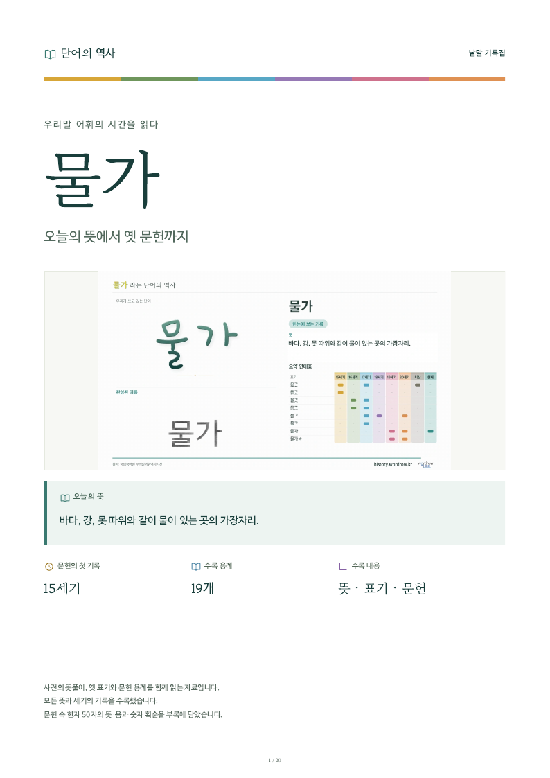 물가 낱말 기록집 PDF 첫 페이지