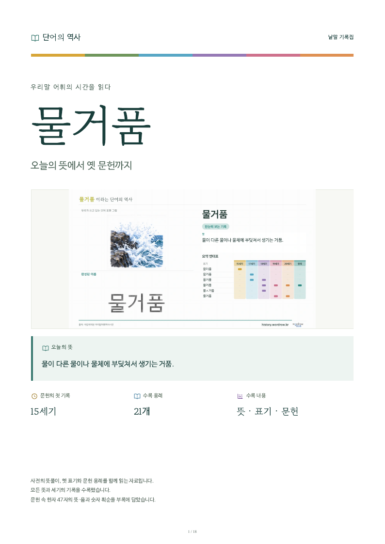 물거품 낱말 기록집 PDF 첫 페이지