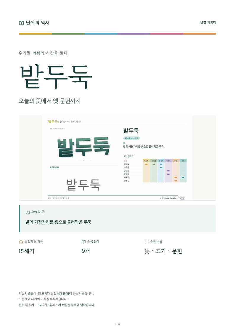 밭두둑 낱말 기록집 PDF 첫 페이지