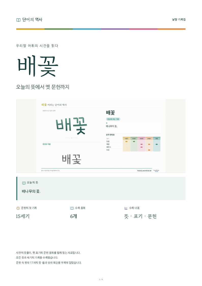 배꽃 낱말 기록집 PDF 첫 페이지