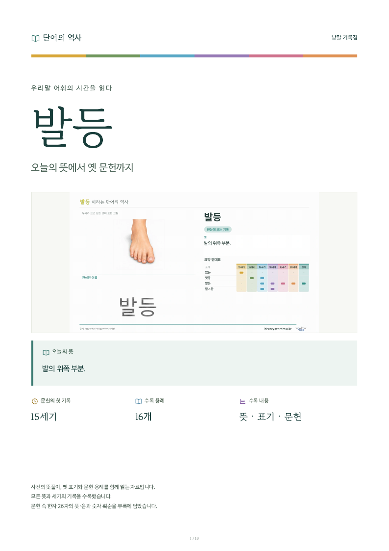 발등 낱말 기록집 PDF 첫 페이지