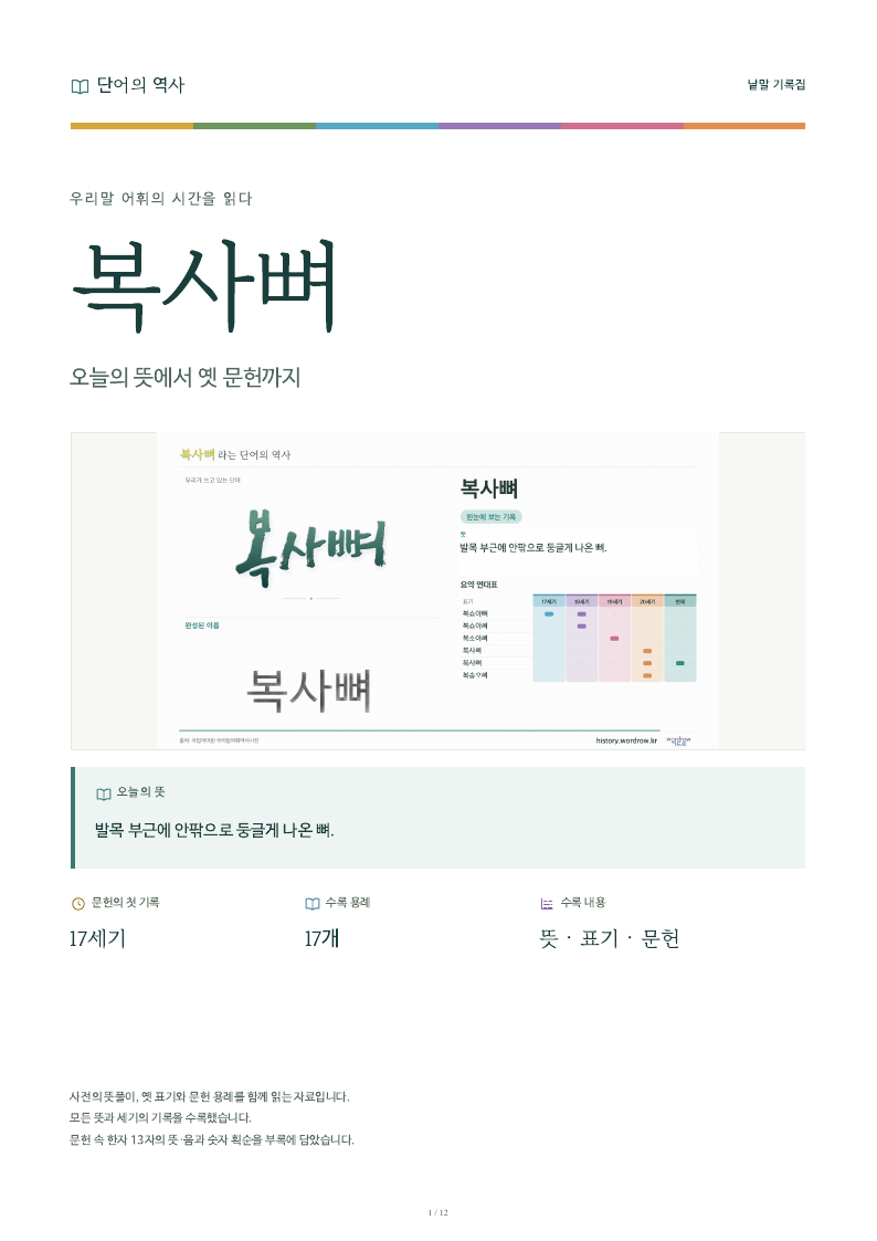 복사뼈 낱말 기록집 PDF 첫 페이지
