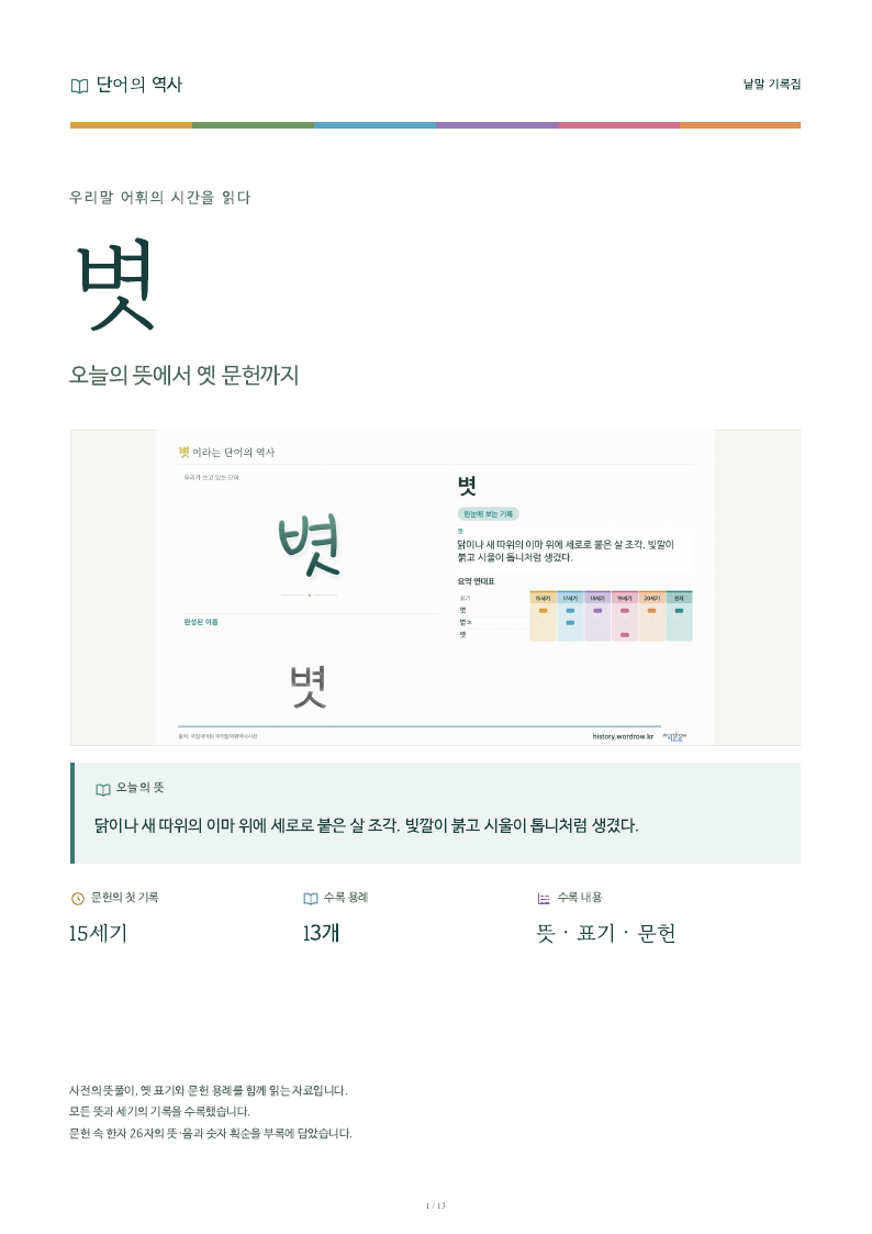 볏 낱말 기록집 PDF 첫 페이지