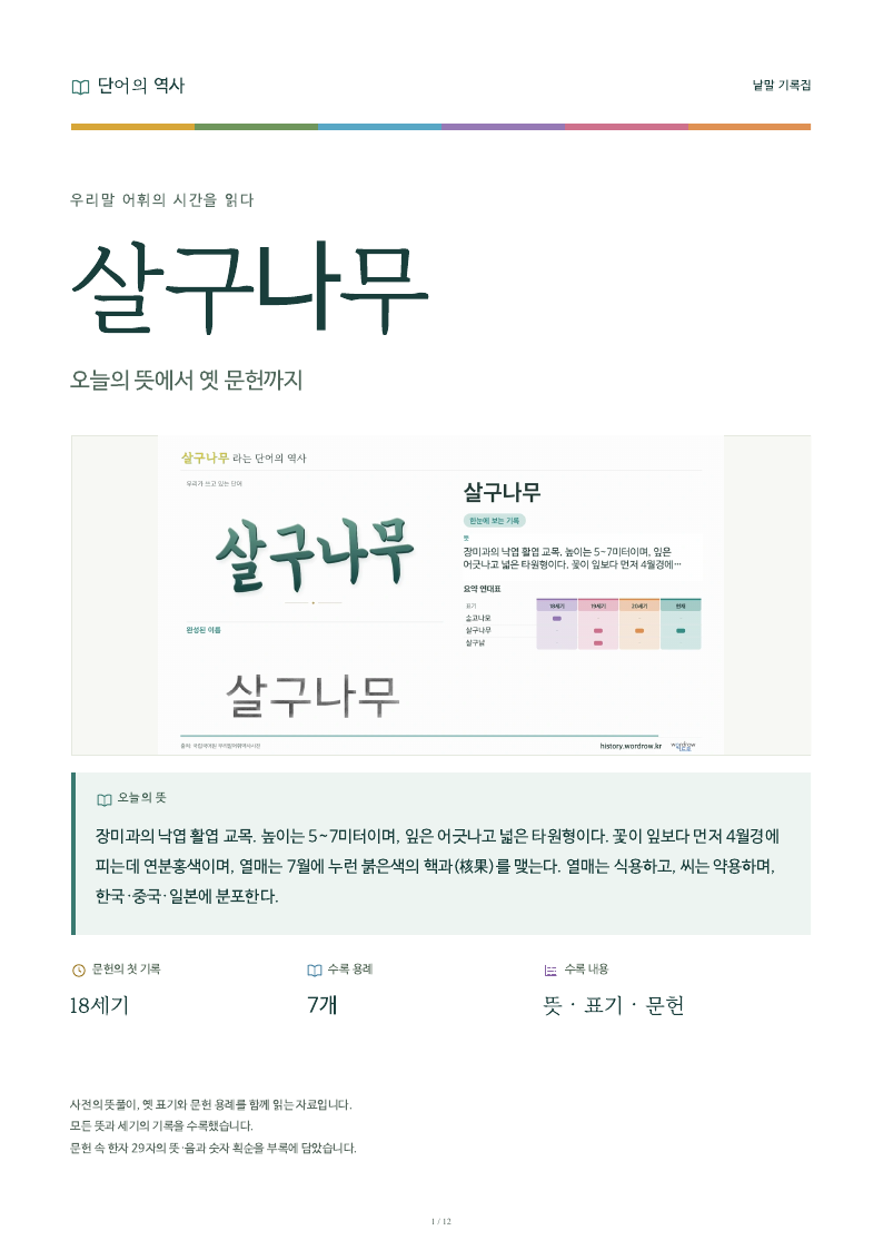 살구나무 낱말 기록집 PDF 첫 페이지