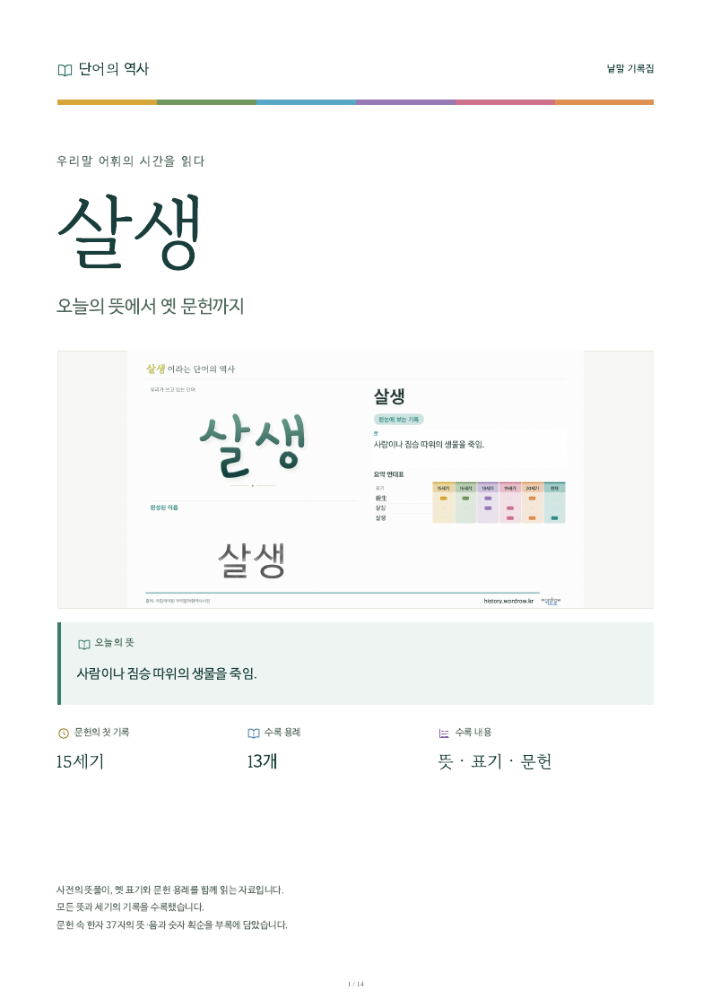 살생 낱말 기록집 PDF 첫 페이지