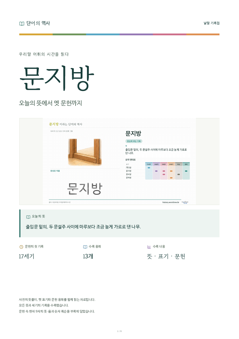 문지방 낱말 기록집 PDF 첫 페이지