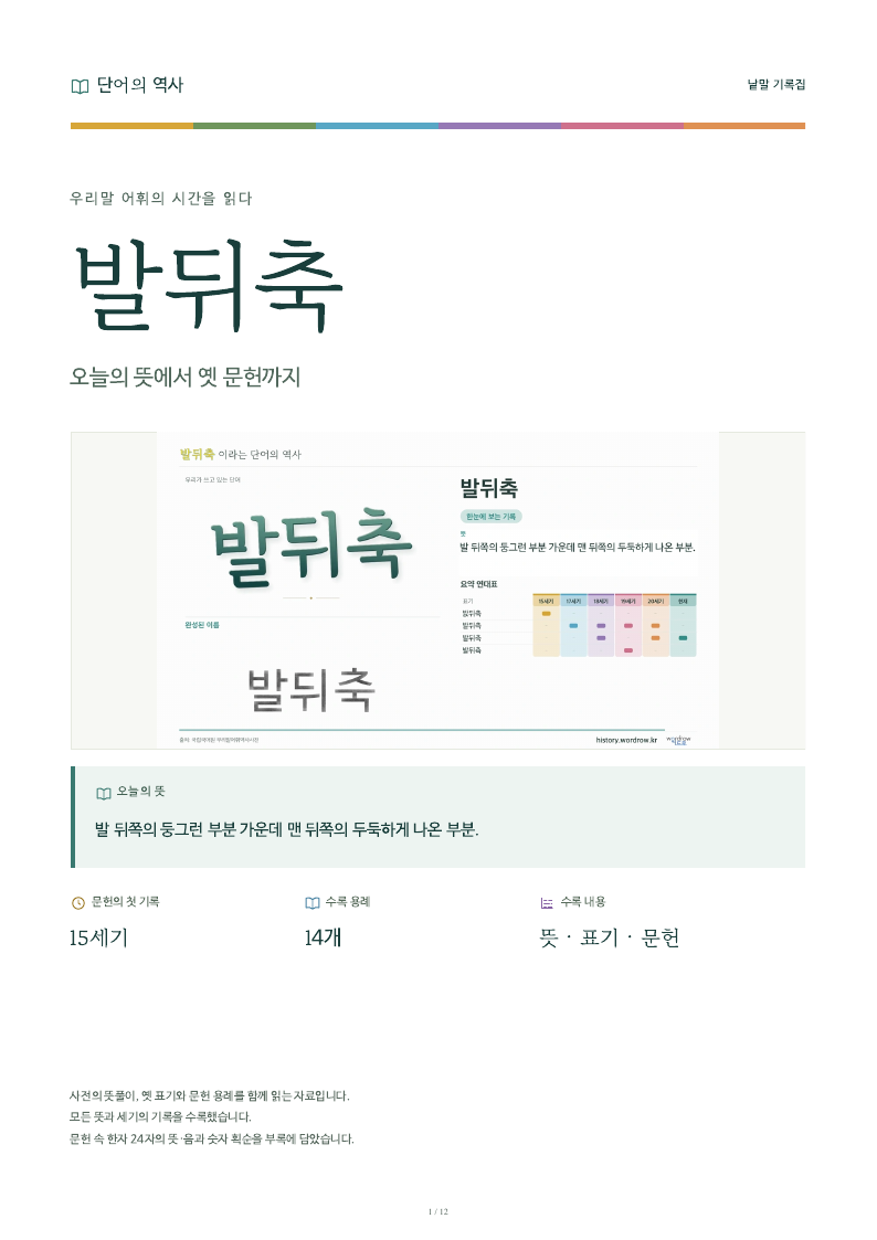 발뒤축 낱말 기록집 PDF 첫 페이지