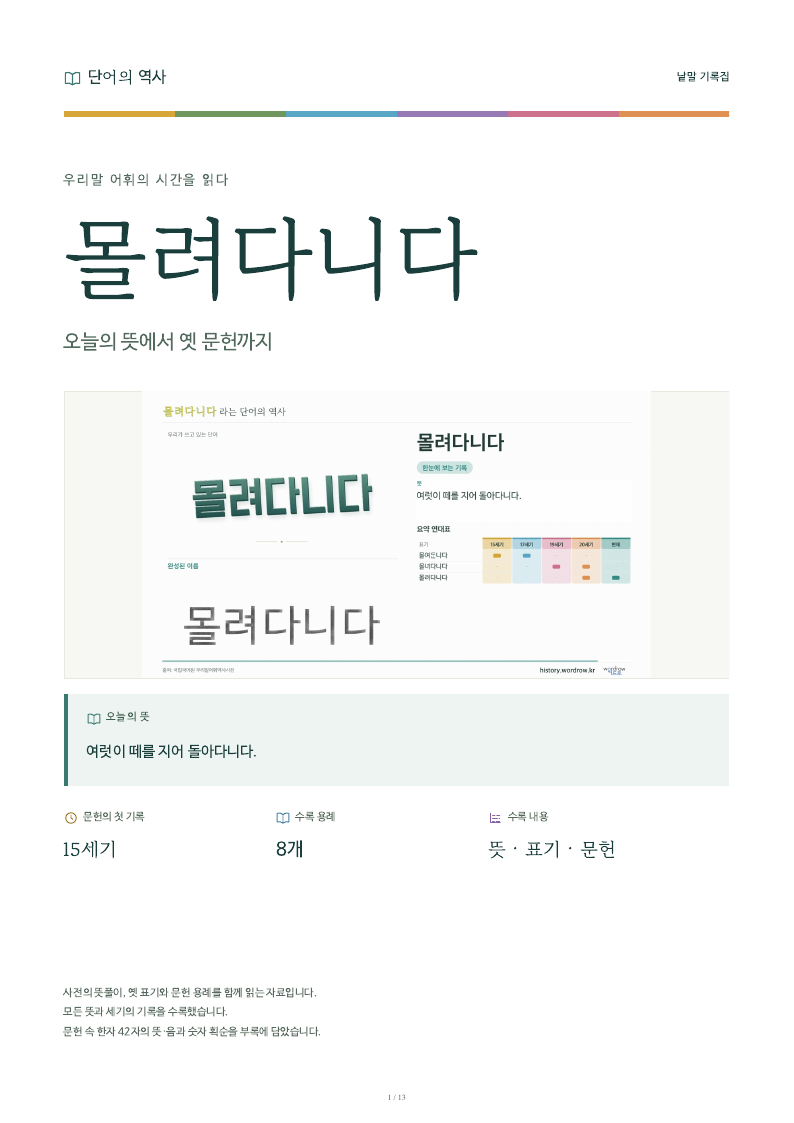 몰려다니다 낱말 기록집 PDF 첫 페이지