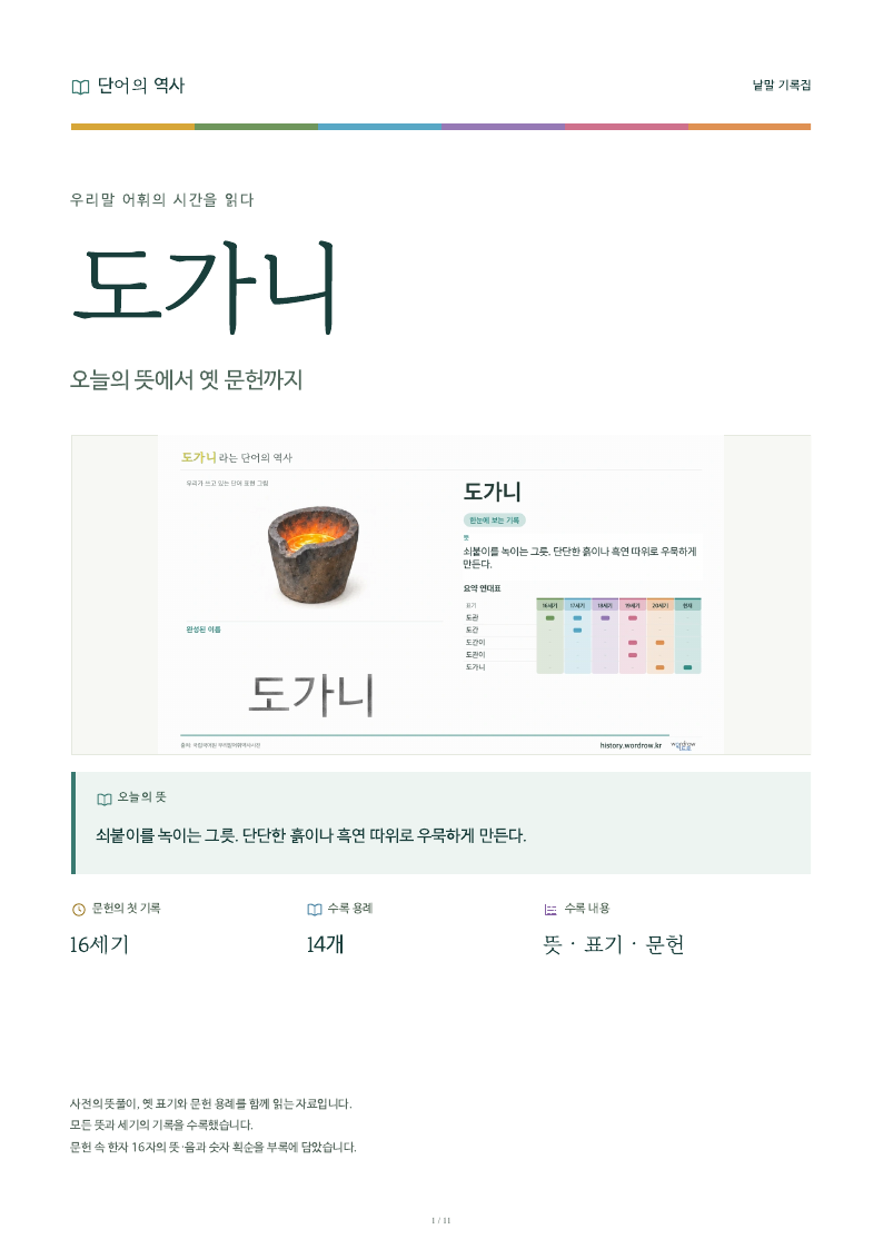 도가니 낱말 기록집 PDF 첫 페이지