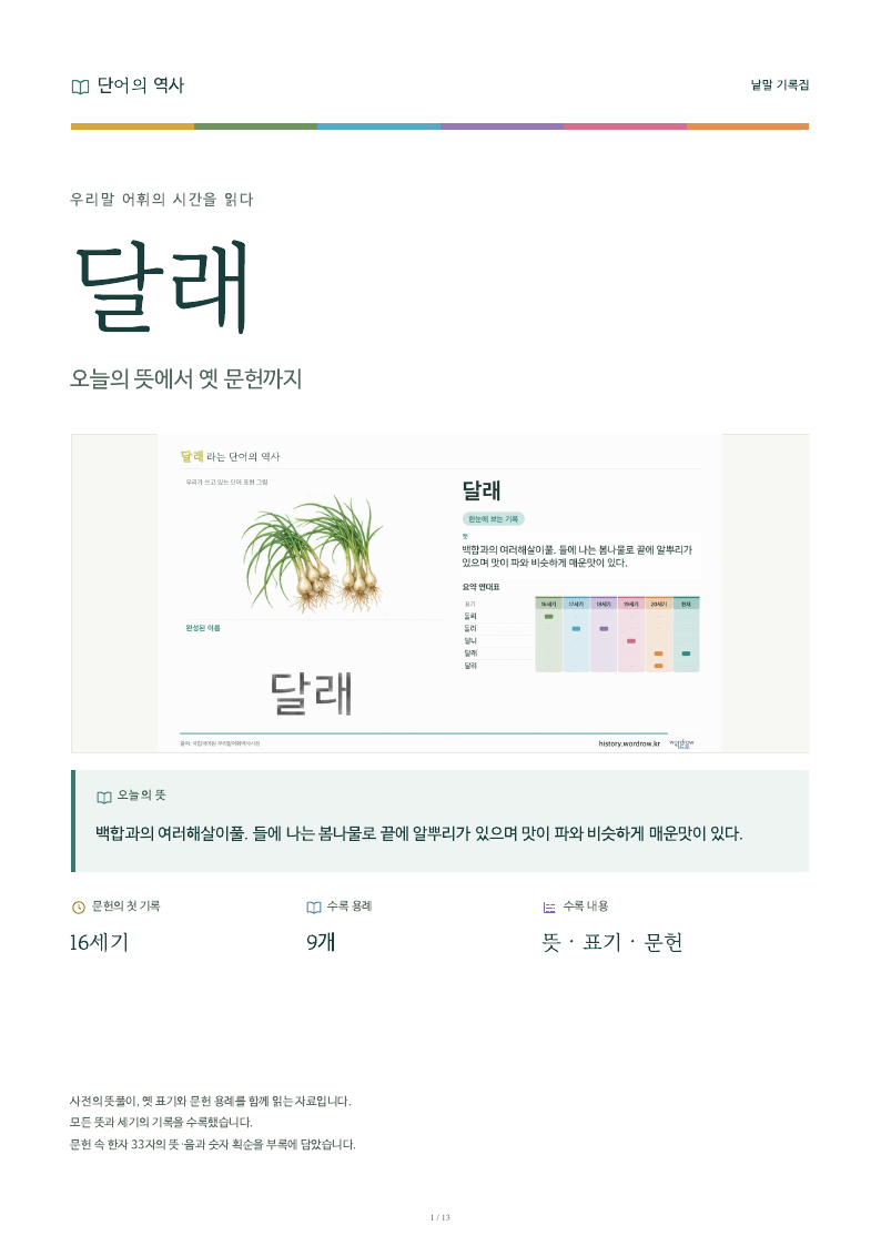 달래 낱말 기록집 PDF 첫 페이지
