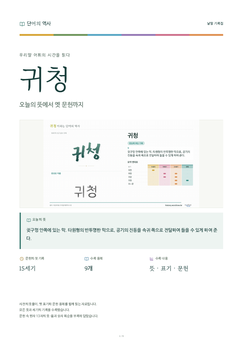 귀청 낱말 기록집 PDF 첫 페이지