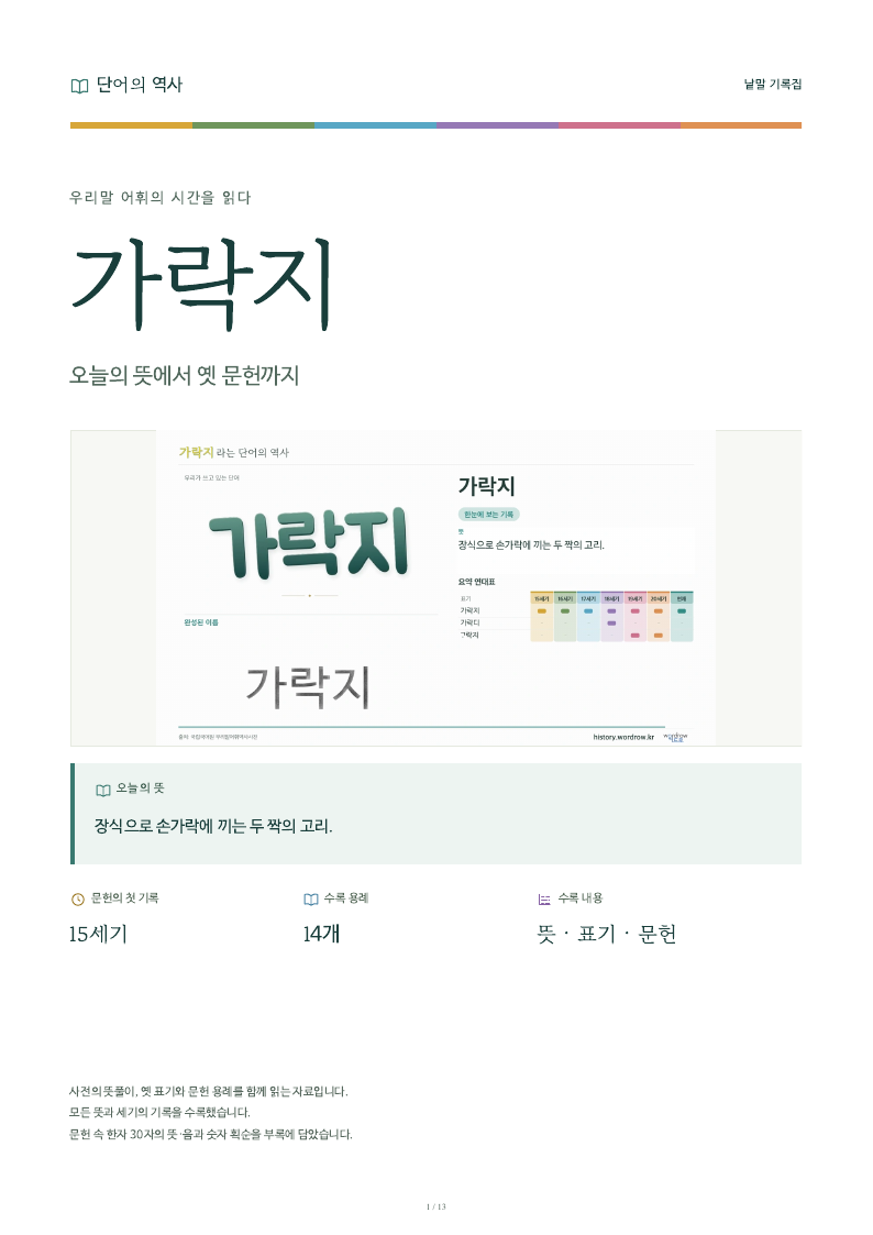 가락지 낱말 기록집 PDF 첫 페이지