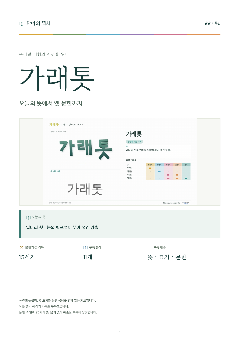 가래톳 낱말 기록집 PDF 첫 페이지