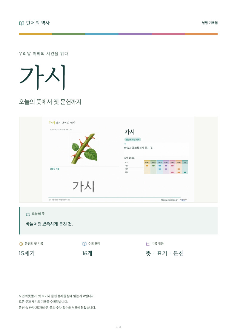 가시 낱말 기록집 PDF 첫 페이지