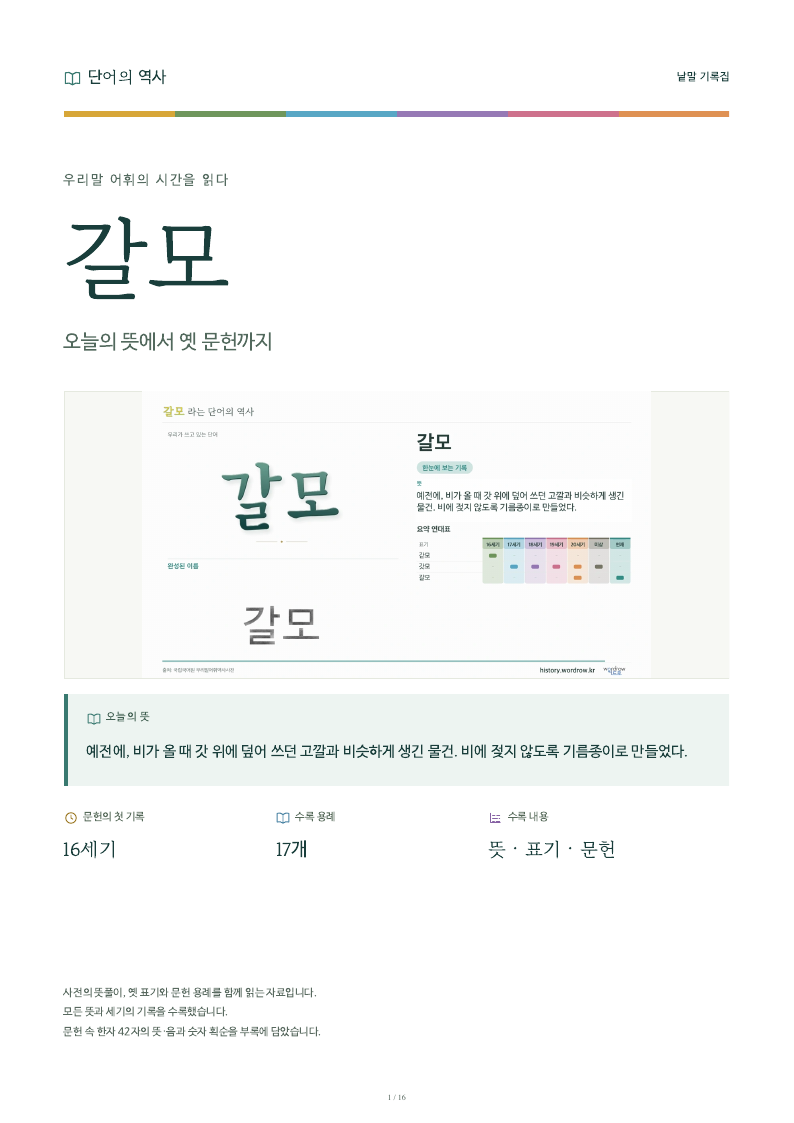 갈모 낱말 기록집 PDF 첫 페이지