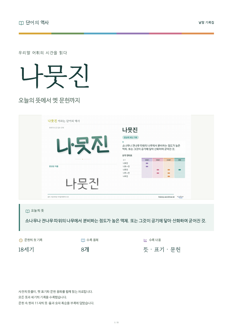 나뭇진 낱말 기록집 PDF 첫 페이지