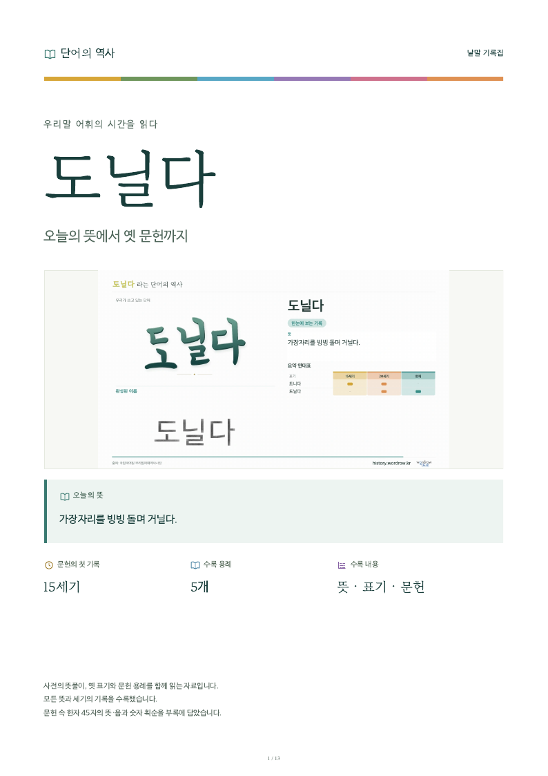 도닐다 낱말 기록집 PDF 첫 페이지