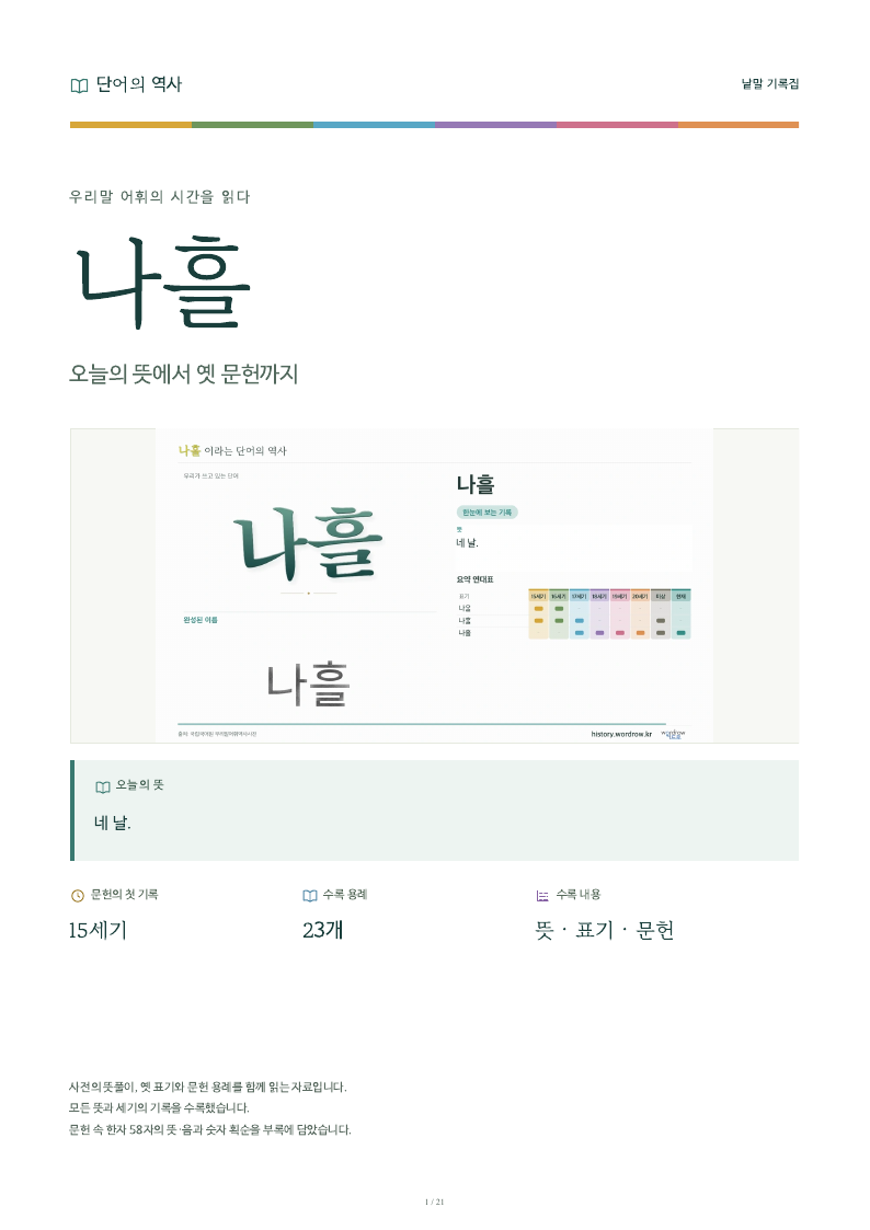 나흘 낱말 기록집 PDF 첫 페이지