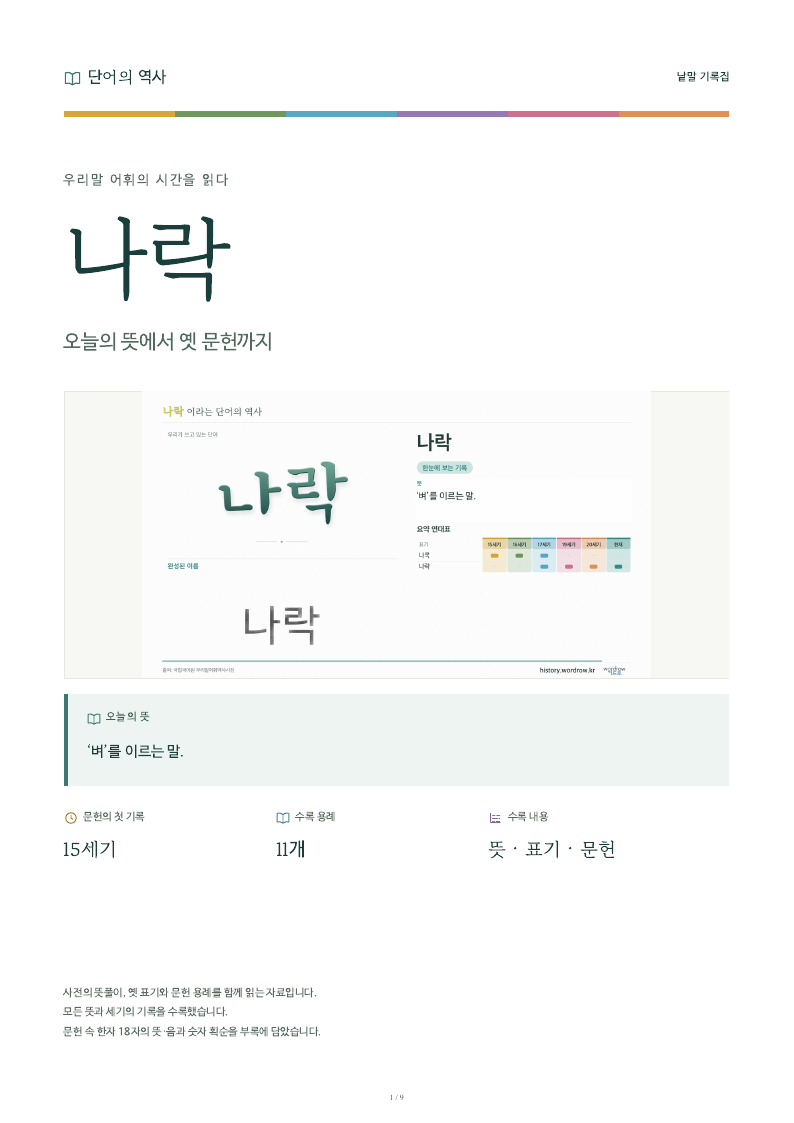 나락 낱말 기록집 PDF 첫 페이지