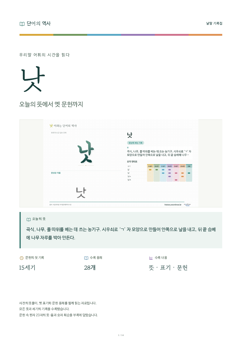 낫 낱말 기록집 PDF 첫 페이지