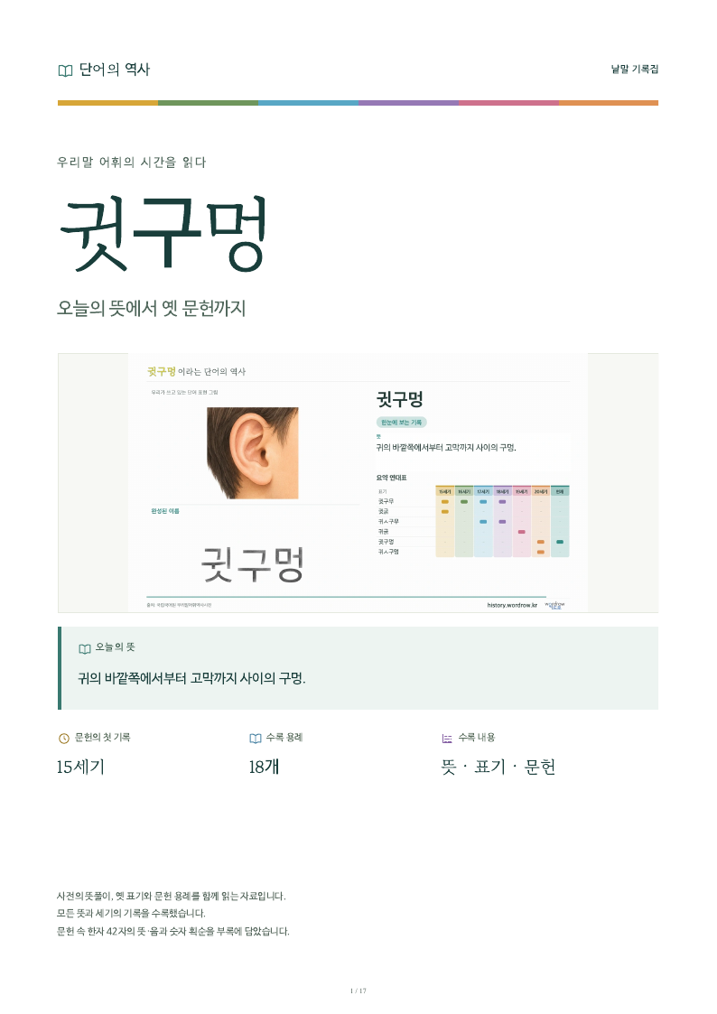 귓구멍 낱말 기록집 PDF 첫 페이지