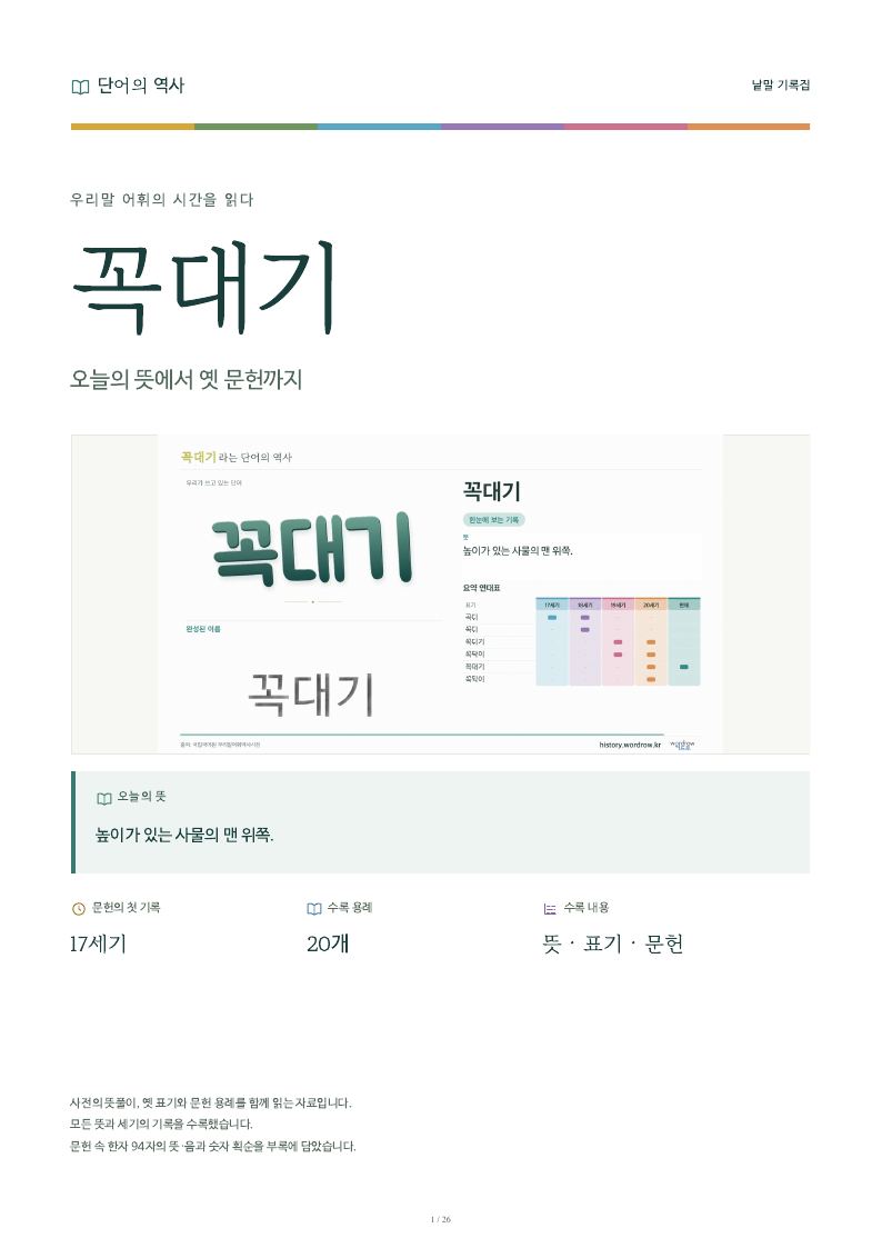 꼭대기 낱말 기록집 PDF 첫 페이지