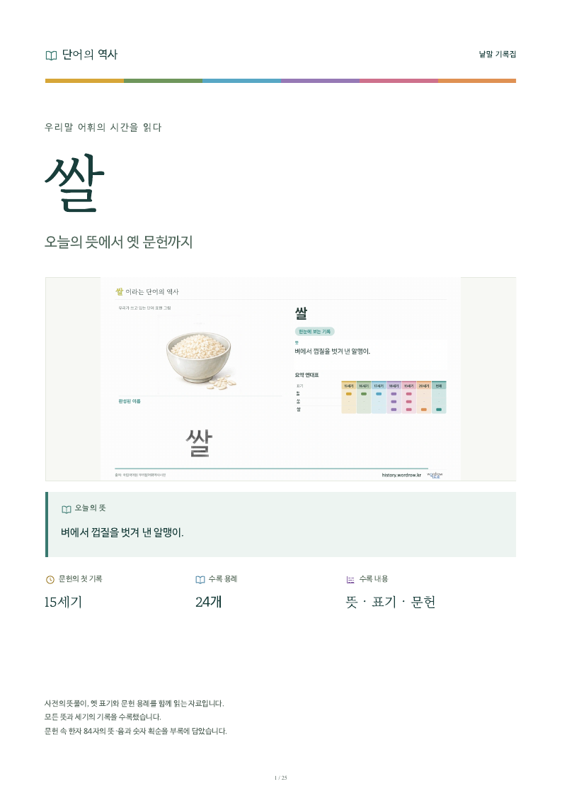 쌀 낱말 기록집 PDF 첫 페이지