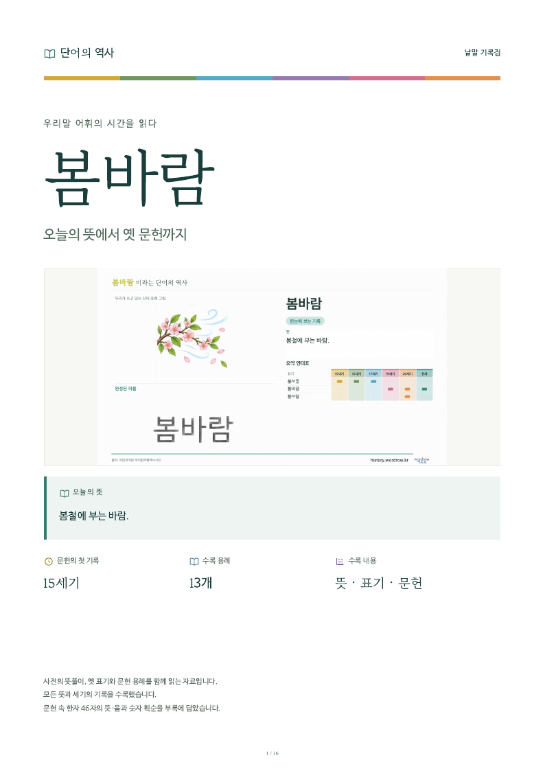 봄바람 낱말 기록집 PDF 첫 페이지