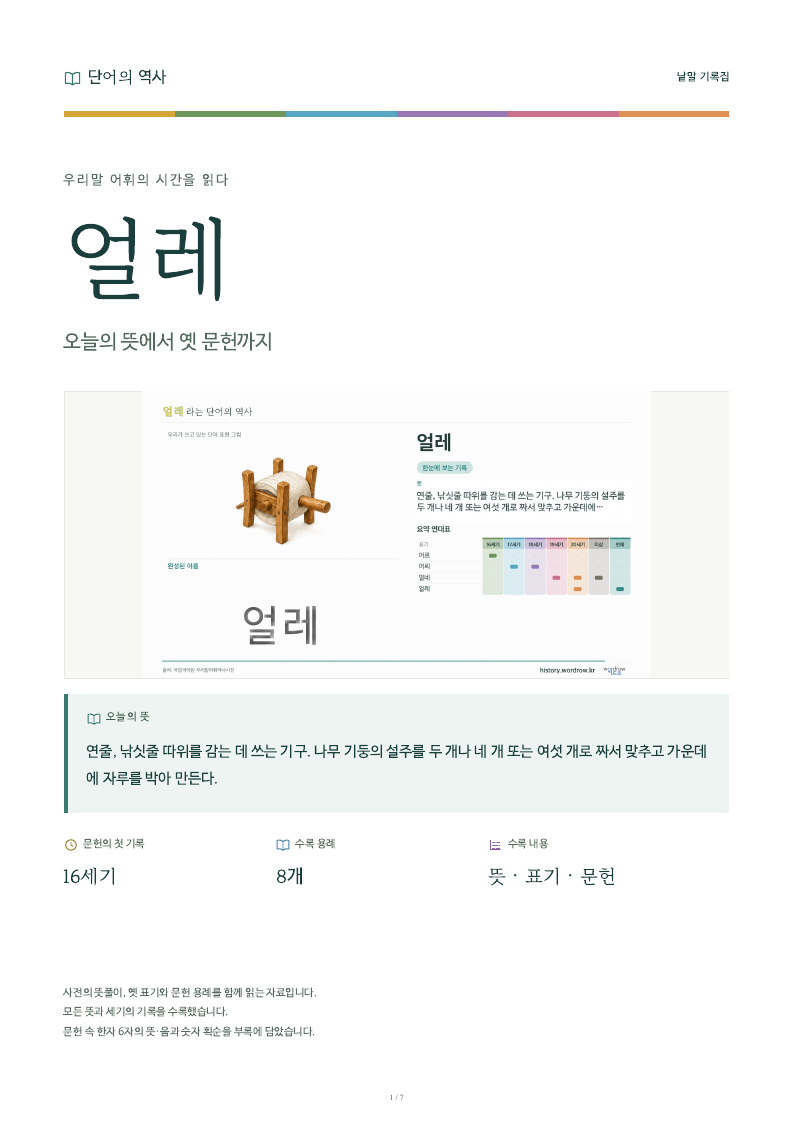 얼레 낱말 기록집 PDF 첫 페이지