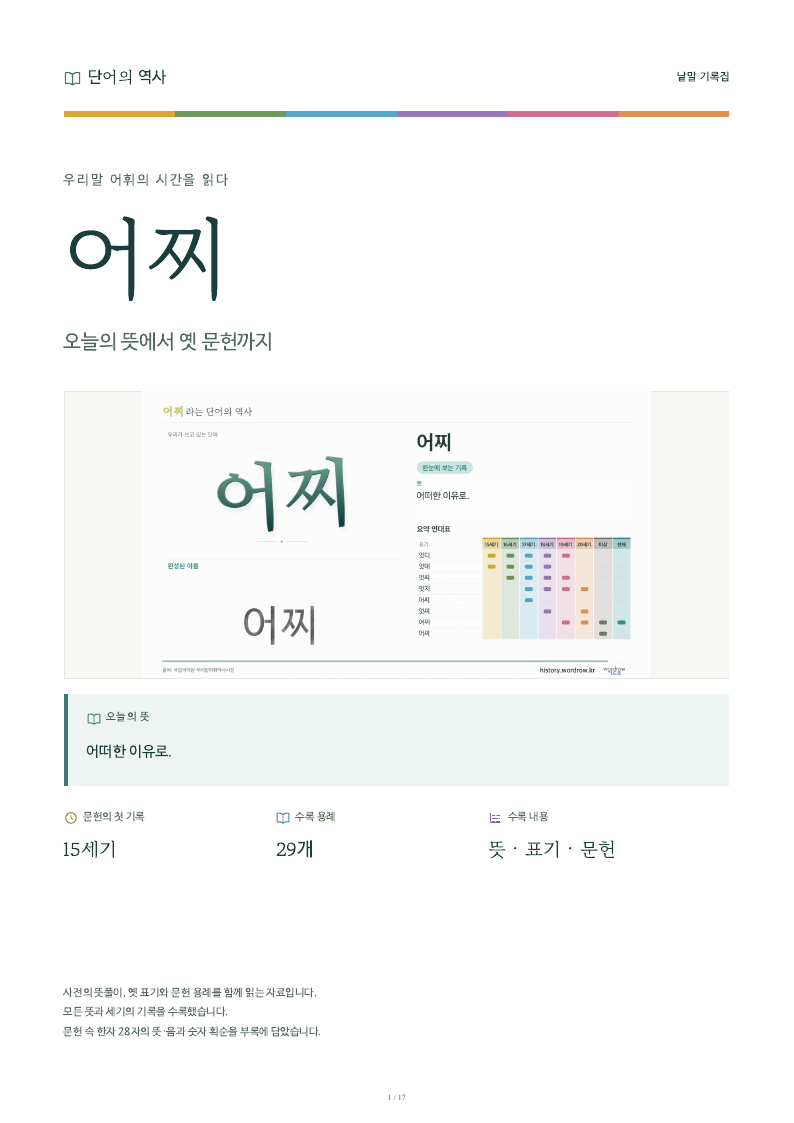 어찌 낱말 기록집 PDF 첫 페이지