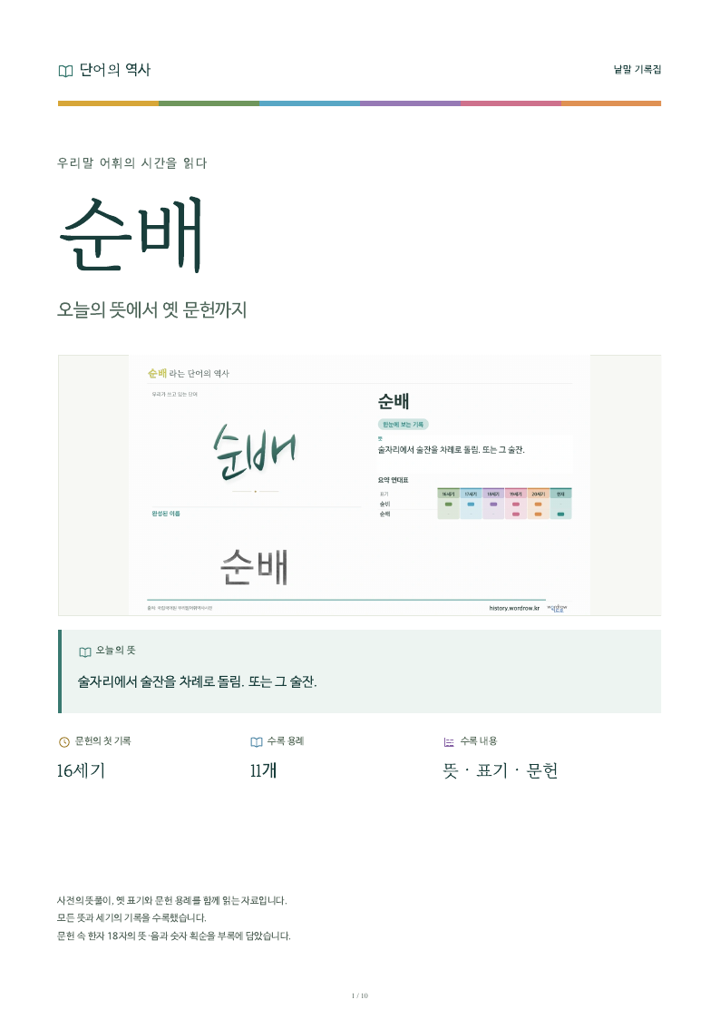 순배 낱말 기록집 PDF 첫 페이지