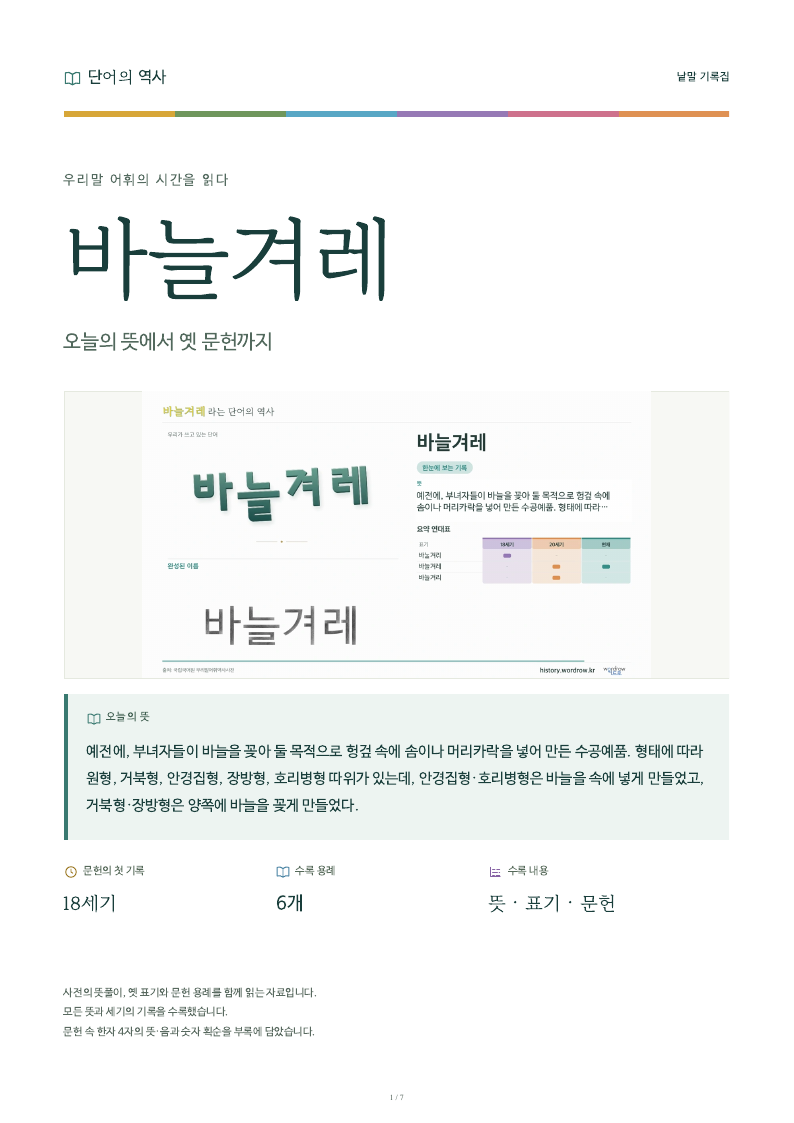 바늘겨레 낱말 기록집 PDF 첫 페이지