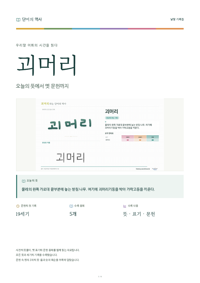 괴머리 낱말 기록집 PDF 첫 페이지